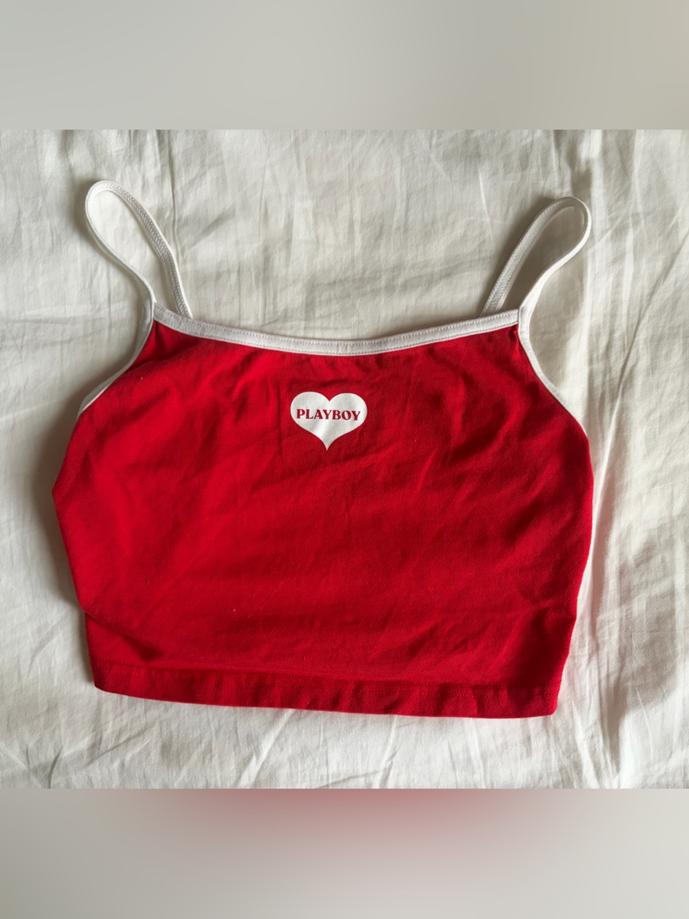 PLAYBOY Red Tank Top with White Heart Logo
